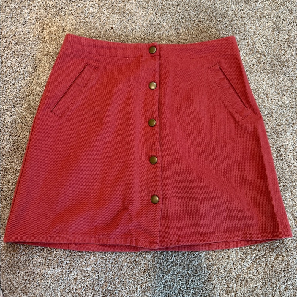 Miami Red Button-Down Mini Skirt